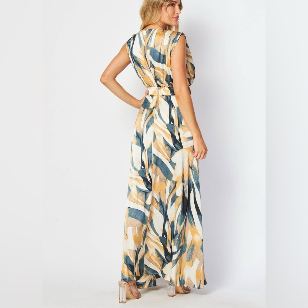 NWT Boutique Elliana Satin Maxi Dress | Abstract Print | S M - Picture 6 of 7